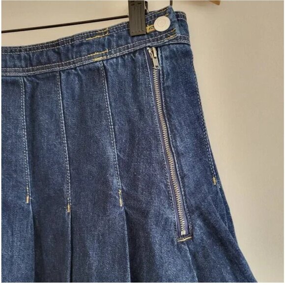 HM Pleated Dark Blue Denim Skirt Size 4 - Picture 8 of 8